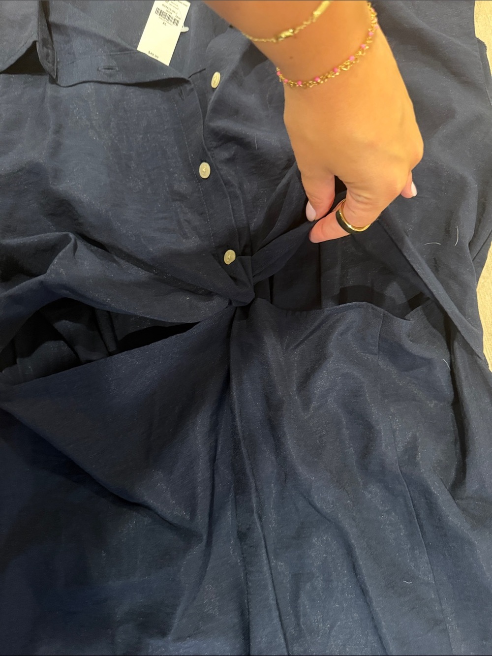 Old Navy Navy Button-Tie Midi Dress - Picture 5 of 5